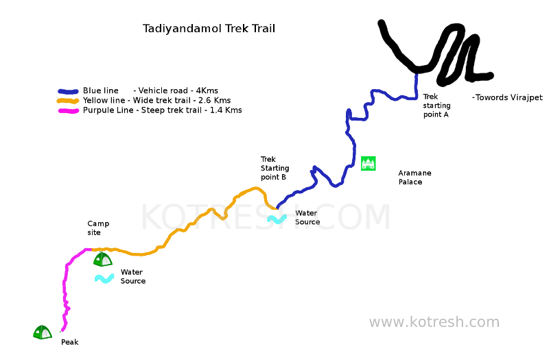 Thadiyandamol trek map